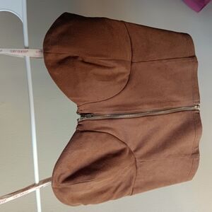 G By GUESS Brown Zip-Up Bustier